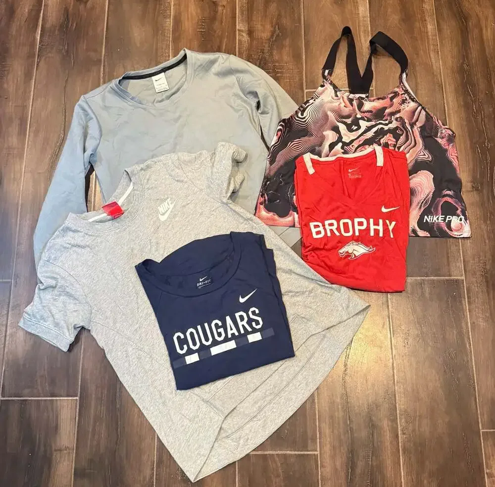Lot of 4 Nike Athletic Women's Tops: Dri-FIT Tees and Nike Pro Tank